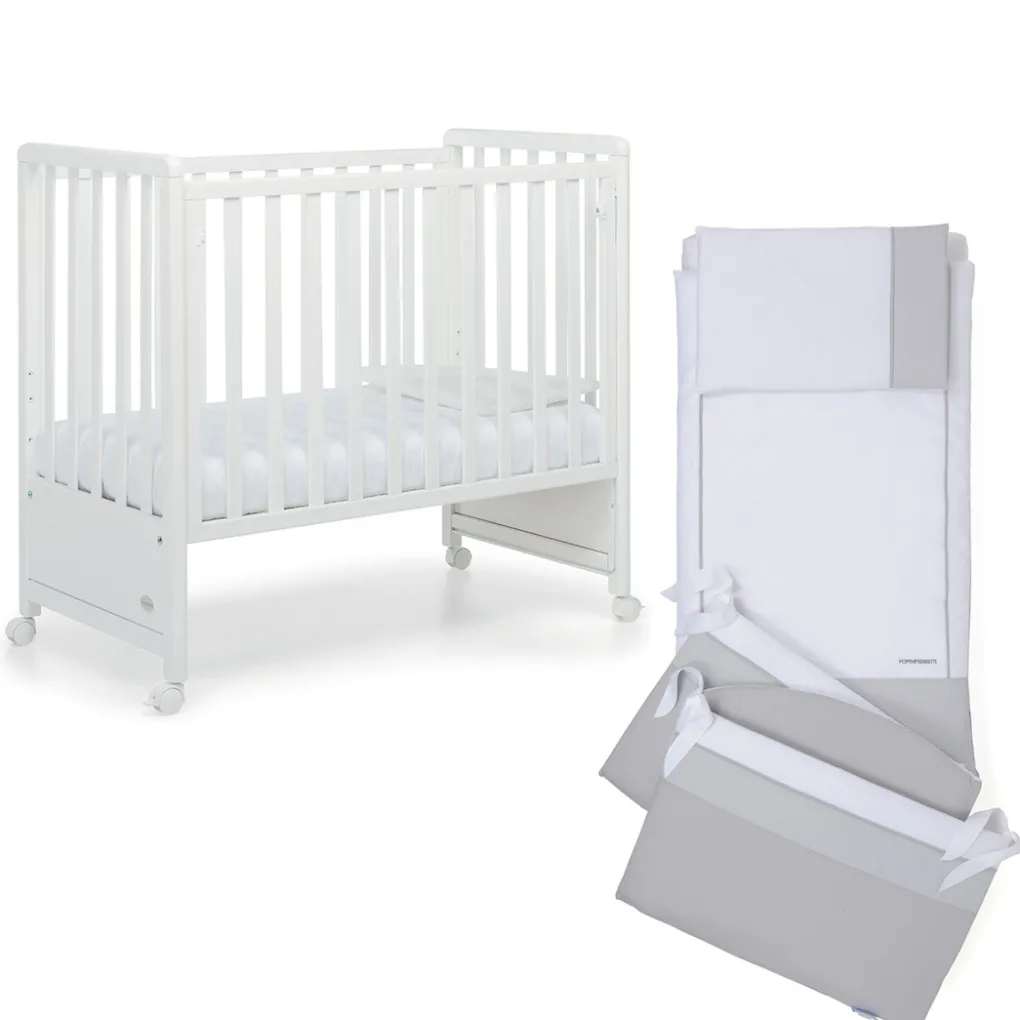 Cameretta Pikkoletto bianco con completo piumone grigio<Foppapedretti New